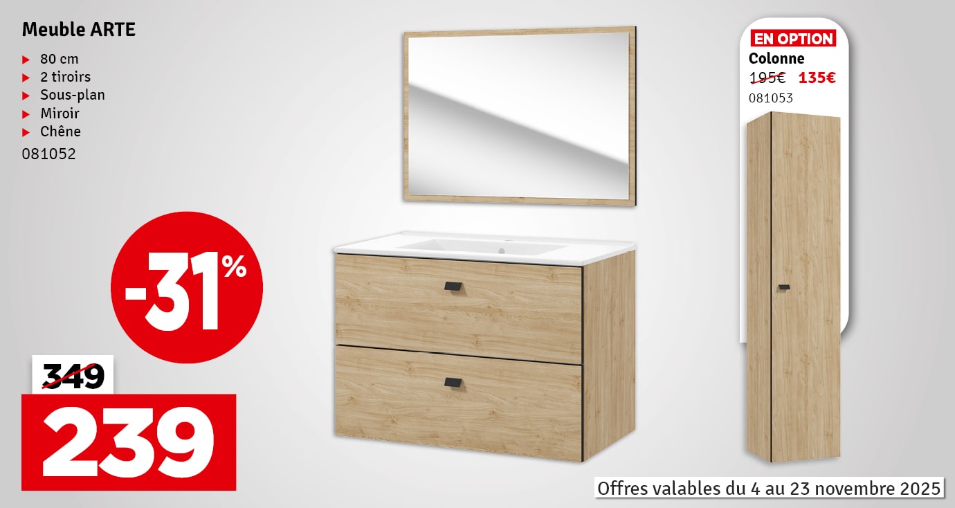 Ensemble de salle de bain Arte chêne 80 cm AQUATRENDS